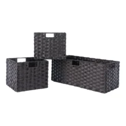 3pc Melanie Woven Fiber 2 Small And 1 Large Basket Set Chocolate - Winsome -Storage Basket Shop GUEST 005d7a0e 2ab0 44c9 97e0 9f4589dd3503