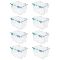 Sterilite 54 Quart Clear Plastic Stackable Storage Container Box Bin With Air Tight Gasket Seal Latching Lid Long Term Organizing Solution -Storage Basket Shop GUEST 00a8d29c 55e4 45ba 8804 1e740ace1547