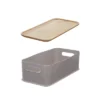 Large Handled Bin With Bamboo Lid Porpoise - IDESIGN