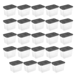 Sterilite 30 Quart Clear Plastic Stackable Storage Container Bin Box Tote With Grey Latching Lid Organizing Solution For Home & Classroom -Storage Basket Shop GUEST 0265a367 73ce 4464 8b69 16f094e451da