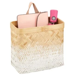 MDesign Woven Ombre Bamboo Hanging Wall Storage Organizer Basket, Natural/White -Storage Basket Shop GUEST 0366e577 b354 4253 bbd0 3af465611ee2
