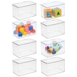 MDesign Plastic Stackable Toy Storage Bin Box With Lid, 8 Pack - Clear -Storage Basket Shop GUEST 03c8d969 adaf 48aa abdf 2467eafdecd6