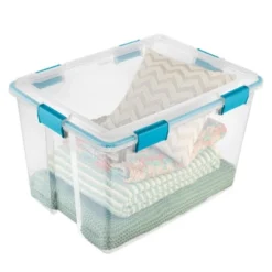 Sterilite 80 Quart Clear Plastic Stackable Storage Container Box Bin With Air Tight Gasket Seal Latching Lid Long Term Organizing Solution, 16 Pack -Storage Basket Shop GUEST 03fb398f 7922 43c3 8871 45e853950c89