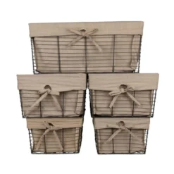 Design Imports Set Of 5 Vintage Gray Wire Liner Baskets Taupe -Storage Basket Shop GUEST 069ed489 00ba 45b4 b934 139bcbabac4b