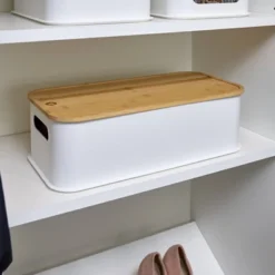 Large Handled Bin With Bamboo Lid Coconut - IDESIGN -Storage Basket Shop GUEST 07b45f04 4f89 41db 8e55 f7e7fde4dac7