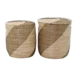 Set Of 2 Seagrass Storage Baskets Brown - Olivia & May -Storage Basket Shop GUEST 07ca21f6 b22f 43ff b1fa 44e500823296