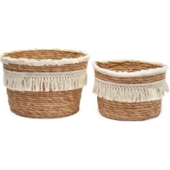 Okuna Outpost 2-Pack Boho Themed Style Woven Baskets For Storage, Home Decorative Organizer (2 Sizes) -Storage Basket Shop GUEST 08f8144d e571 4be0 b43d e0b6ff79f83a
