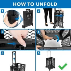 Mount-It! Heavy-Lifting Rolling Mesh Utility Cart | 55 Lbs. Weight Capacity | Black | Perfect For Use At Home, Office, Business, Travel & Shopping -Storage Basket Shop GUEST 08fb31e1 9605 463d 8c70 babe8d2bd2d3