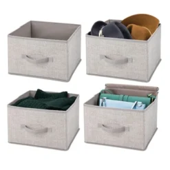 MDesign Soft Fabric Closet Storage Organizer Cube Bin, 4 Pack -Storage Basket Shop GUEST 091f896a 4105 4b75 bf0e 60d4101ea800