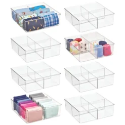 MDesign Plastic Divided Closet Storage Bin - Clear -Storage Basket Shop GUEST 096ac41b 8ce3 495c bcea 6be82abb8984