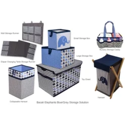 Bacati - Elephants Blue/Gray Storage Caddy -Storage Basket Shop GUEST 09ba2bbc 88a7 4840 a753 14cacf24d917