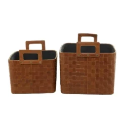 Set Of 2 Leather Magazine Holder - Olivia & May -Storage Basket Shop GUEST 09c9155c cf77 456b 99c3 a4a534950e6a