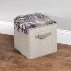 MDesign Fabric Closet Organizer Cube Bin - Textured Print, Small -Storage Basket Shop GUEST 0c00c690 cd4b 4227 bad4 c5cd5d88e3d3