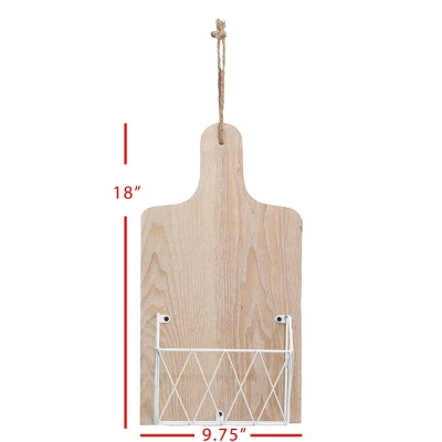 White Metal, Wood & Jute Wall Basket - Foreside Home & Garden 6 White Metal, Wood & Jute Wall Basket - Foreside Home & Garden - Image 4