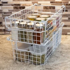 Set Of 2 Storage Bins - Basket Set For Toy, Kitchen, Closet, And Bathroom Storage - Medium Shelf Organizers With Handles By Home-Complete (White) -Storage Basket Shop GUEST 0e87032f 7f5f 40bc 8e92 a772a8338d6e
