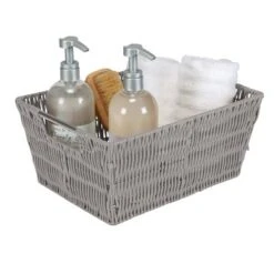 Simplify 3pc Rattan Tote Set With Sterling Silver Handles Gray -Storage Basket Shop GUEST 0f069471 7c47 4284 9513 157a5c774494