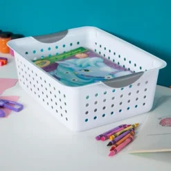 Sterilite Ultra Ventilated Open Top Plastic Storage Organizer Basket With Gray Contoured Carrying Handles 13 Sterilite Ultra Ventilated Open Top Plastic Storage Organizer Basket With Gray Contoured Carrying Handles -Storage Basket Shop GUEST 0f88361e c24f 4431 a524 e9acc3eb4209