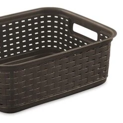 Sterilite Small Convenient 11 Inch Long Multipurpose Basketweave Home Or Office Storage Open Basket Organizer, Espresso (8 Pack) -Storage Basket Shop GUEST 0f950aaa 0b45 4bf0 bdca a96a296b22e9