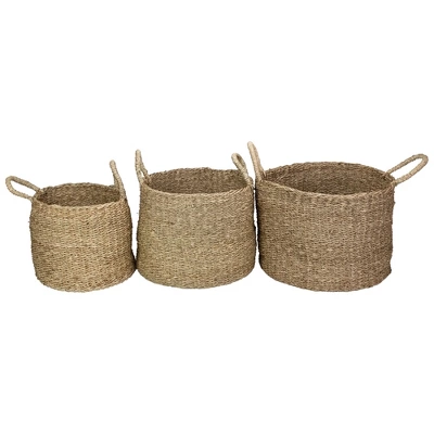 Northlight Set Of 3 Natural Beige Round Seagrass Table And Floor Baskets 4 Northlight Set Of 3 Natural Beige Round Seagrass Table And Floor Baskets - Image 2