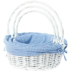 Wickerwise White Round Willow Gift Basket, With Gingham Liner And Handles 29 Wickerwise White Round Willow Gift Basket, With Gingham Liner And Handles -Storage Basket Shop GUEST 121149e8 5e8f 4efc b2f1 0a23d1a547ba