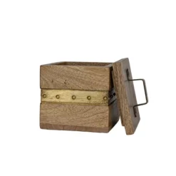 Trinket Box With Lid Wood & Brass Metal Handle By Foreside Home & Garden -Storage Basket Shop GUEST 12e040ad e27e 4d85 880a f83140607e0e