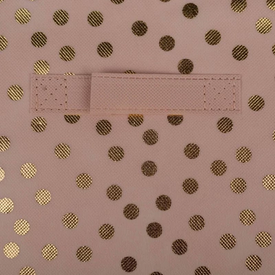Set Of 2 11" X 11" X 11" Nonwoven Polyester Dots Millennial Square Storage Cube Pink/Gold - Design Imports 3 Set Of 2 11" X 11" X 11" Nonwoven Polyester Dots Millennial Square Storage Cube Pink/Gold - Design Imports