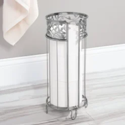 MDesign Metal Toilet Paper Holder Stand - Storage For 3 Rolls