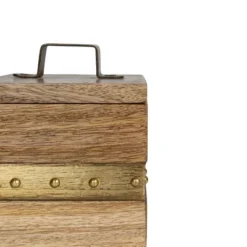 Trinket Box With Lid Wood & Brass Metal Handle By Foreside Home & Garden -Storage Basket Shop GUEST 14e4789d 2260 45d2 8012 21c1b7c07948