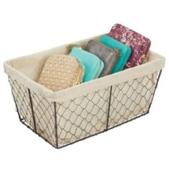 MDesign Medium Chicken Wire Storage Basket, Fabric Liner, 8 Pack, Bronze/Natural 14 MDesign Medium Chicken Wire Storage Basket, Fabric Liner, 8 Pack, Bronze/Natural -Storage Basket Shop GUEST 17b66233 fe70 45cf 804d 709bd77ef0ec