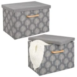 MDesign Soft Textured Fabric Home Storage Organizer Box, 2 Pack -Storage Basket Shop GUEST 17c58a84 cc04 435d 9823 e9ad3befdf59