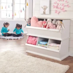 Badger Basket Two Bin Stackable Storage Cubby White/Gray Woodgrain -Storage Basket Shop GUEST 188e9a76 a8e3 4b08 8662 7266daf31065