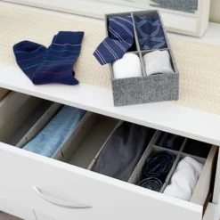 Household Essentials 3pc Drawer Organizer Set Graphite Linen