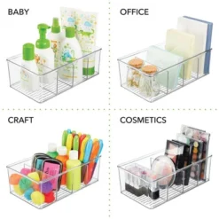 MDesign Plastic 4 Compartment Craft And Sewing Supplies Organizer, 2 Pack, Clear -Storage Basket Shop GUEST 19b3ca05 9a02 4e42 956f f95e25e667ac