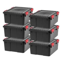 IRIS USA WeatherPro™ Bin Tote Organizing Container, Black/Red -Storage Basket Shop GUEST 1b3bc3a7 f162 4158 bed9 0a88f296cd57