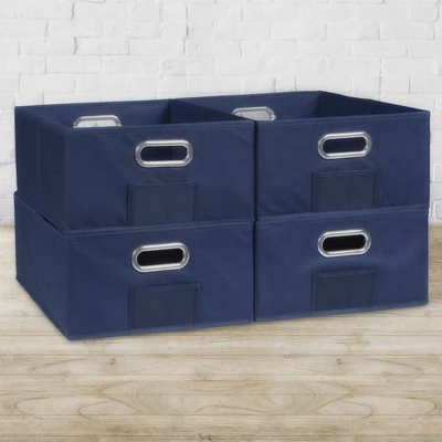 Niche Cubo 4pk Half Size Foldable Fabric Storage Bins With Label Holder Blue 3 Niche Cubo 4pk Half Size Foldable Fabric Storage Bins With Label Holder Blue