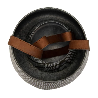 Set Of 2 Brass Metal & Leather Baskets - Foreside Home & Garden 4 Set Of 2 Brass Metal & Leather Baskets - Foreside Home & Garden - Image 2