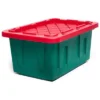 HOMZ 4415MXDC.02 Durabilt 15 Gallon Heavy Duty Impact Resistant Stackable Holiday Storage Tote With Snap-Fit Lid, Green/Red (2 Pack) -Storage Basket Shop GUEST 1e75a9c3 9ec9 4e27 8204 6ba0b2975d04