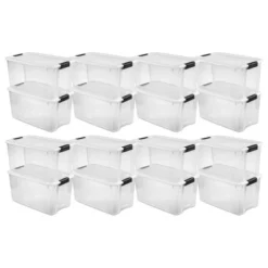 Sterilite 70 Quart Clear Plastic Stackable Storage Container Bin Box Tote With White Latching Lid Organizing Solution For Home & Classroom -Storage Basket Shop GUEST 1ea22655 3b56 442f 9554 8c76765d6052
