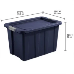 Sterilite Tuff1 30 Gallon Plastic Stackable Basement Garage Attic Storage Organizer Tote Container Bin With Latching Lid, Dark Indigo Blue (8 Pack) -Storage Basket Shop GUEST 1ee04ad7 2e04 496a bfcb 6a0eb9acb548