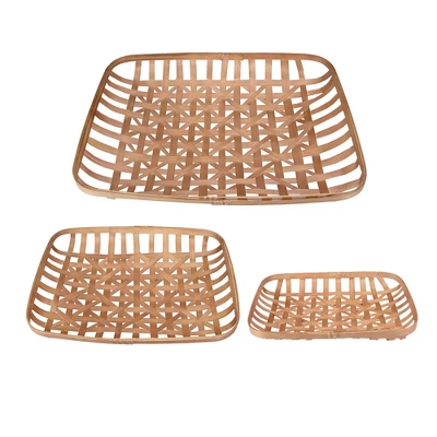 Northlight Set Of 3 Brown Rectangular Lattice Tobacco Table Top Baskets 6 Northlight Set Of 3 Brown Rectangular Lattice Tobacco Table Top Baskets - Image 4