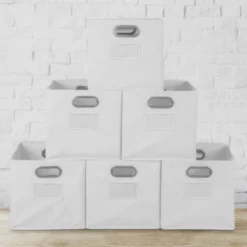 Niche Cubo 6pk Foldable Fabric Storage Bin With Label Holder White
