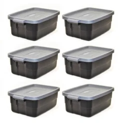 Rubbermaid Roughneck 3 Gallon Rugged Storage Tote With Lid And Handles For Home, Basement, Garage, (6 Pack) -Storage Basket Shop GUEST 206328f3 dc64 4971 a747 0a6c7b740c3b