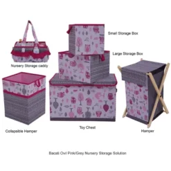 Bacati - Owls Pink/Gray Girls Cotton Nursery Storage Caddy -Storage Basket Shop GUEST 21388e72 18b7 4f61 a178 adcee7d8ab69