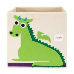 3 Sprouts Large 13 Inch Square Children's Foldable Fabric Storage Cube Organizer Box Soft Toy Bin 2 Piece Bundle With Blue Cat, Green Dragon Designs -Storage Basket Shop GUEST 21bb9d7c db26 4062 8079 22b8a929f45c