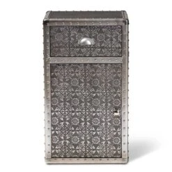 Cosette Metal Floral Accent Cabinet Silver - Baxton Studio -Storage Basket Shop GUEST 227fec2f 2412 4f05 9a89 d733fcda3033