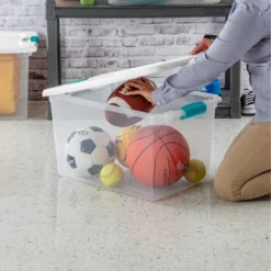 Sterilite 64 Quart Clear Plastic Stackable Storage Container Bin Box Tote With White Latching Lid Organizing Solution For Home & Classroom 15 Sterilite 64 Quart Clear Plastic Stackable Storage Container Bin Box Tote With White Latching Lid Organizing Solution For Home & Classroom -Storage Basket Shop GUEST 23f28660 43a0 497b 8a8a bf41c7433ff6