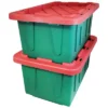 HOMZ 4415MXDC.02 Durabilt 15 Gallon Heavy Duty Impact Resistant Stackable Holiday Storage Tote With Snap-Fit Lid, Green/Red (4 Pack) -Storage Basket Shop GUEST 2487a0f3 37a0 4133 8850 532be2b4b3ac