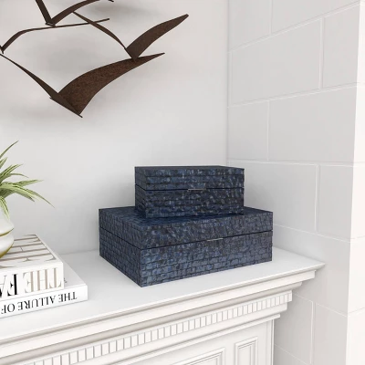 Set Of 2 Ceramic Vase With Star Patterns Dark Blue - Olivia & May 7 Set Of 2 Ceramic Vase With Star Patterns Dark Blue - Olivia & May - Image 5