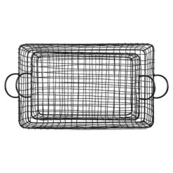 Set Of 2 Rectangle Trays Black Metal - Foreside Home & Garden -Storage Basket Shop GUEST 26f4532c 32e8 49c2 8179 c438305254c4