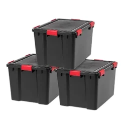 IRIS USA WeatherPro™ Bin Tote Organizing Container, Black/Red -Storage Basket Shop GUEST 286827d5 df4b 48bd bb42 43fb7c84cc4d